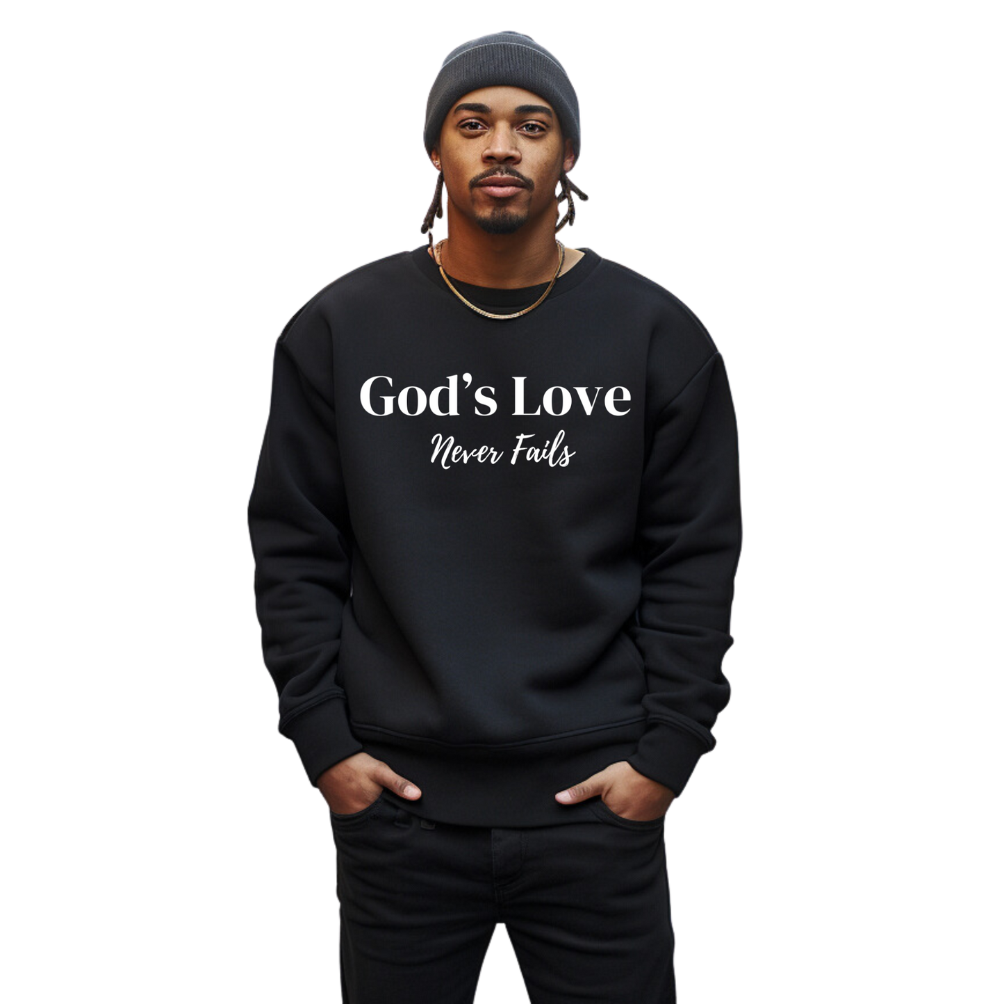 God's Love Never Fails - Sweatshirt - Black