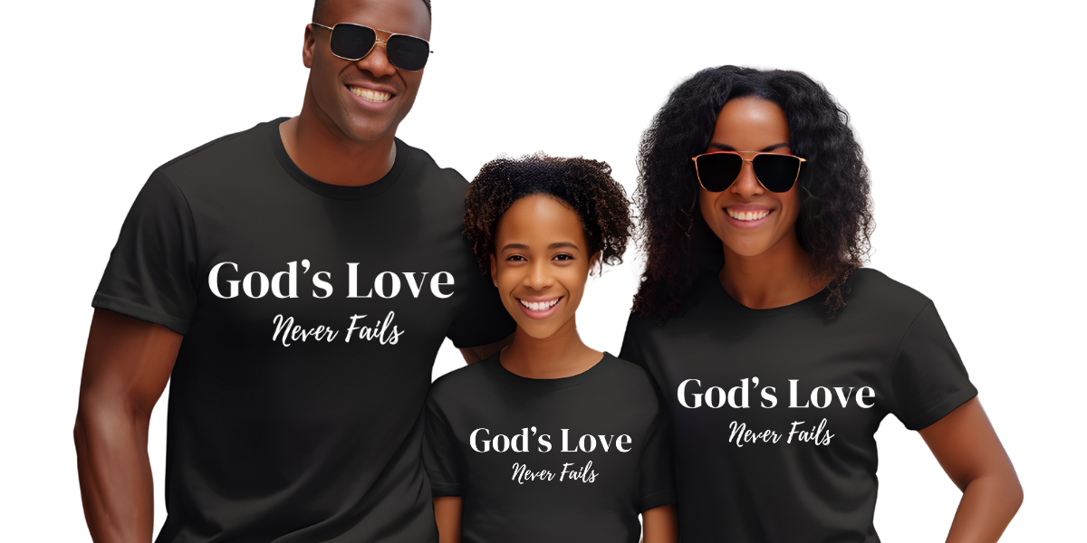 God's Love Never Fails - Tshirt - Black